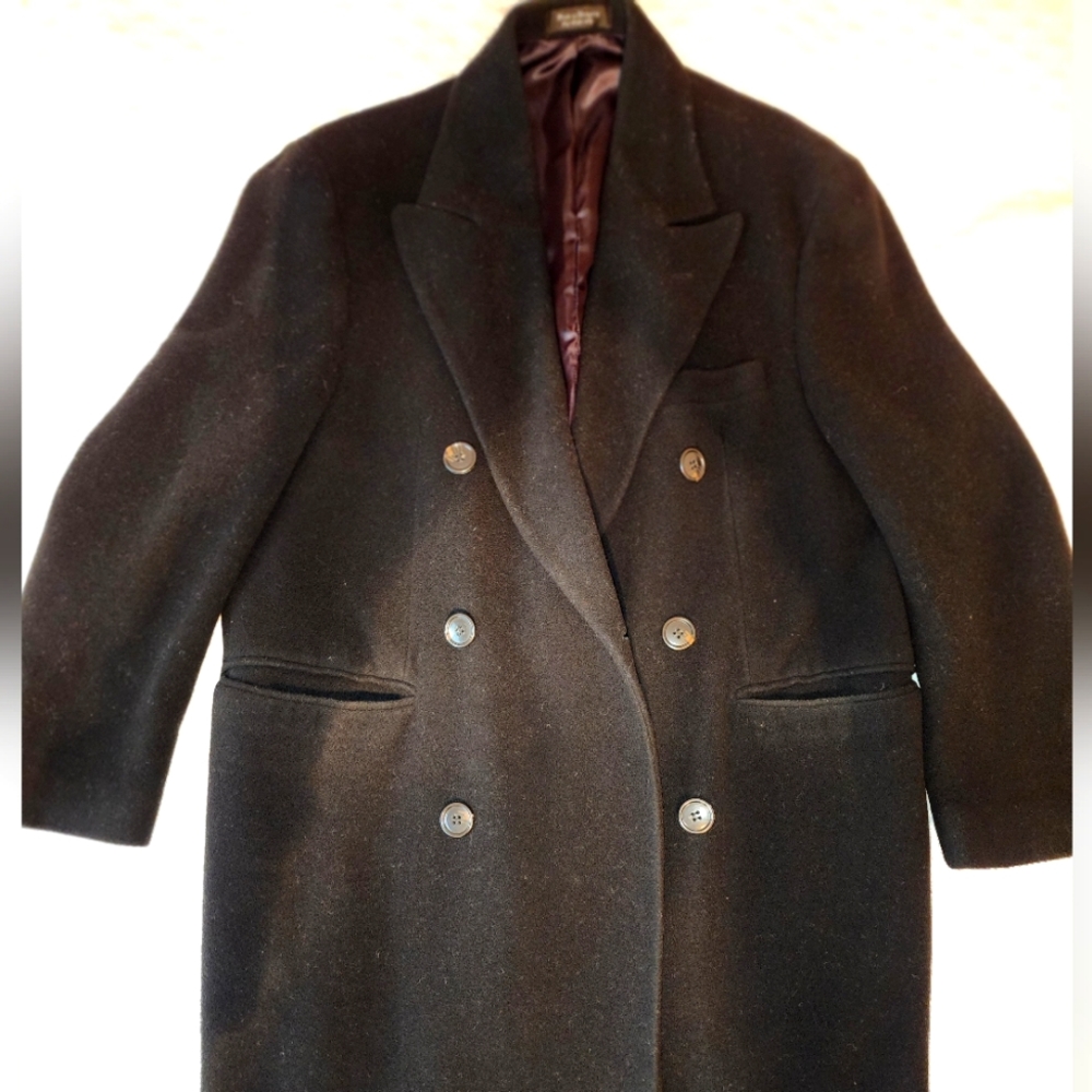 Ralph Lauren wool overcoat full length navy blue and in like new condition.